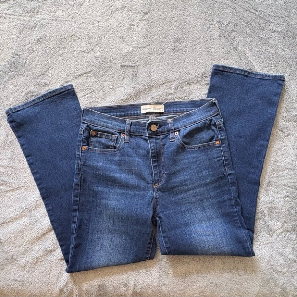 GAP 1969 High Rise Flare Jeans in Denim Blue